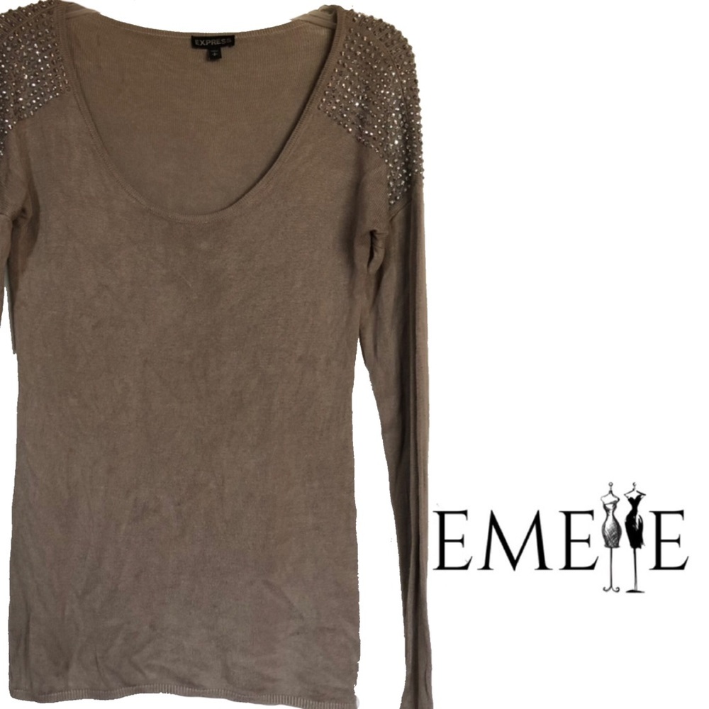 EXPRESS Sweater Rhinestone Embellished Shoulder S